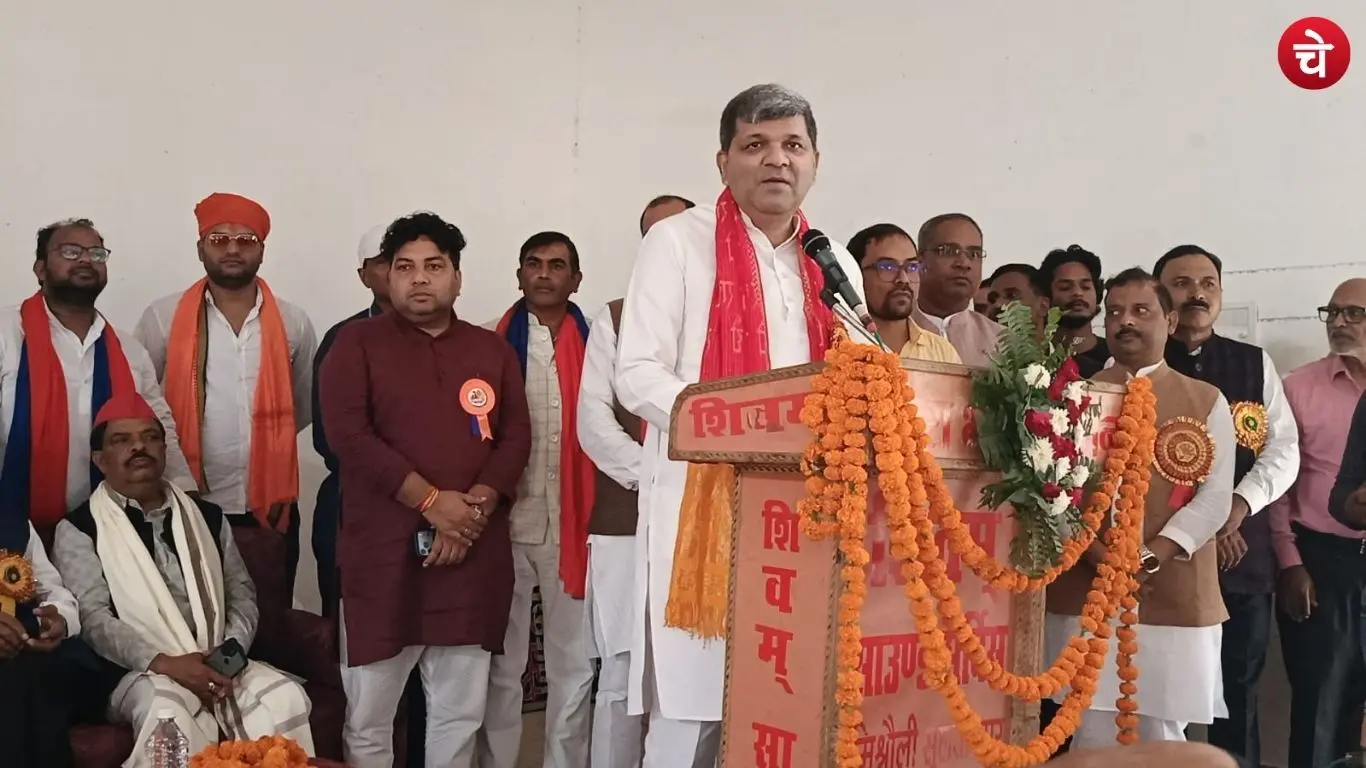 State government minister Ashish Patel addressing an event in Sultanpur